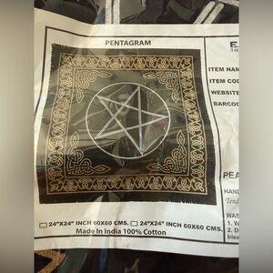 Black and Gold Pentagram Tapestry